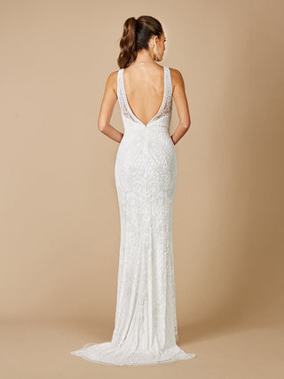 Lara Foster High-Neck Sleeveless Wedding Gown - Glamourous Grace