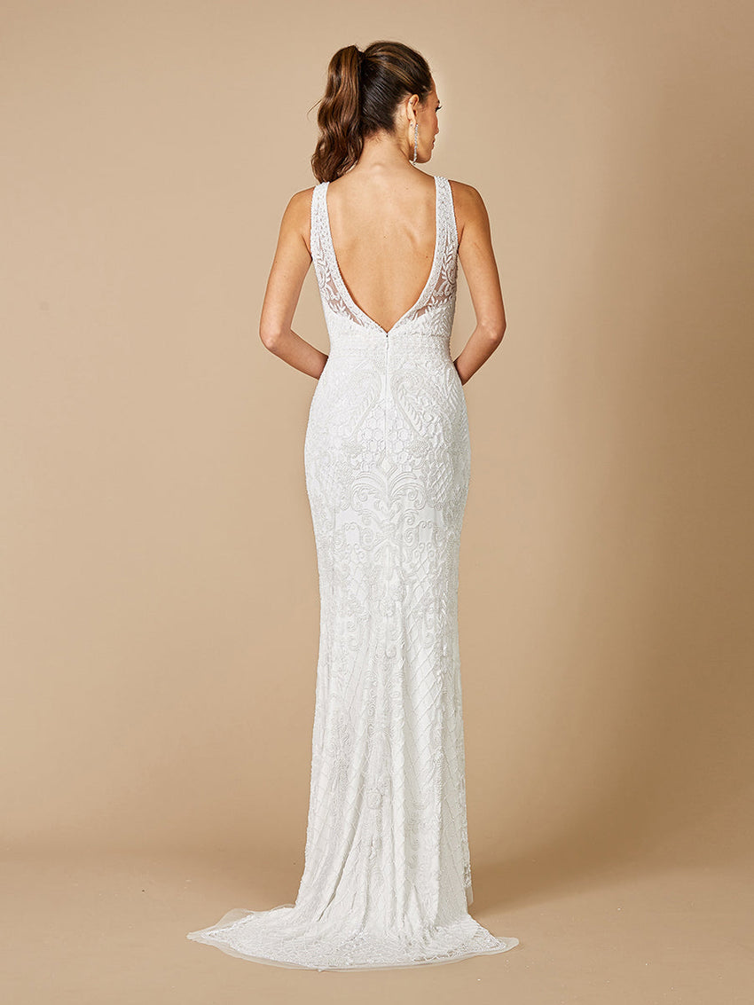 Lara Foster High-Neck Sleeveless Wedding Gown - Glamourous Grace
