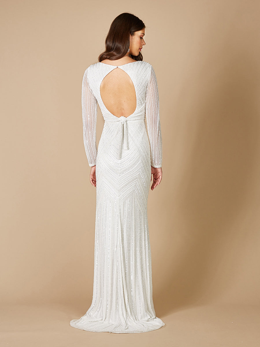 Lara Finley Sheer Sleeve Wedding Gown - Glamourous Grace