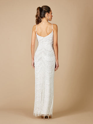 Lara Frenchie Spaghetti Strap Beaded Bridal Maxi Dress - Glamourous Grace
