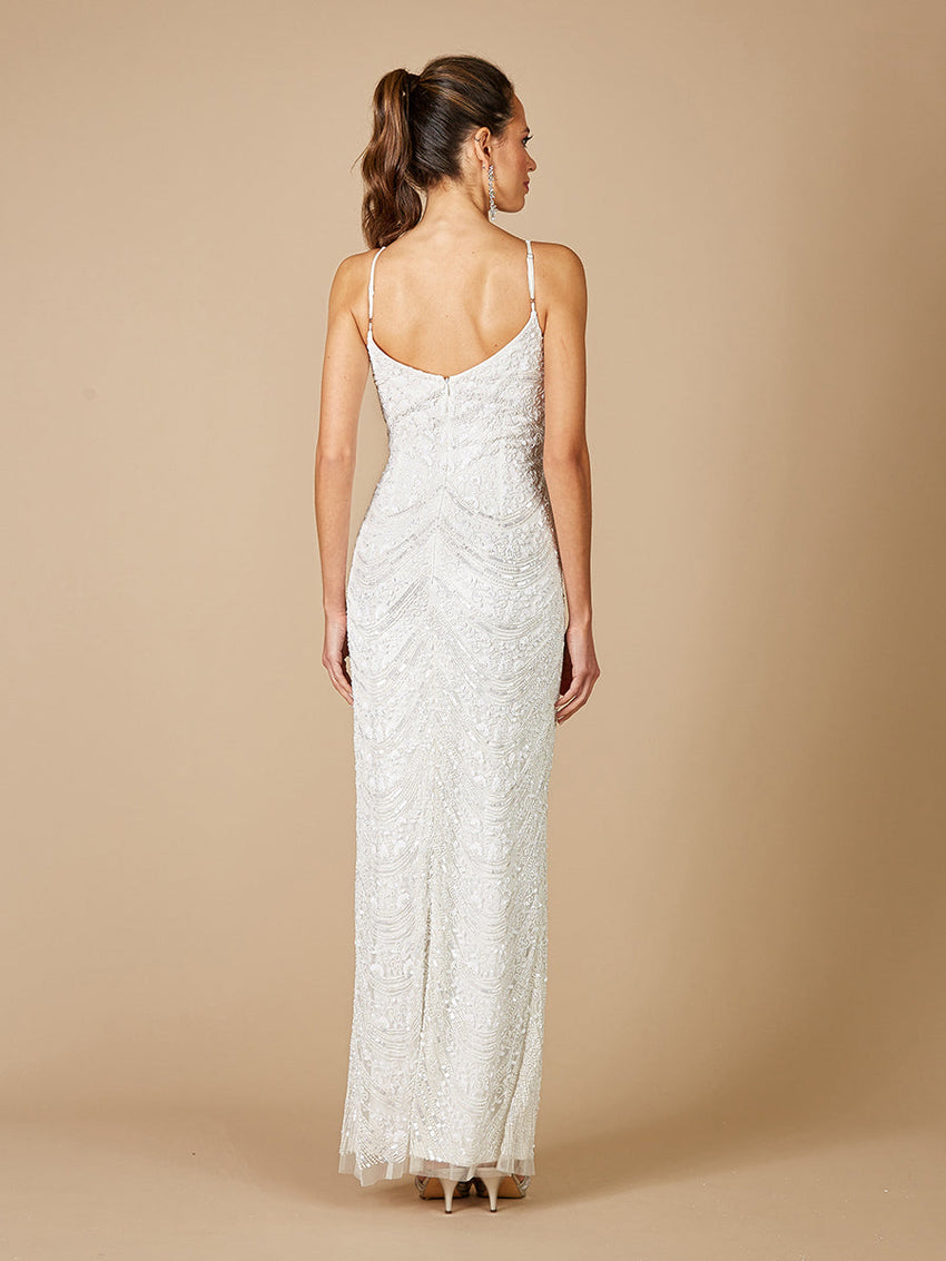 Lara Frenchie Spaghetti Strap Beaded Bridal Maxi Dress - Glamourous Grace