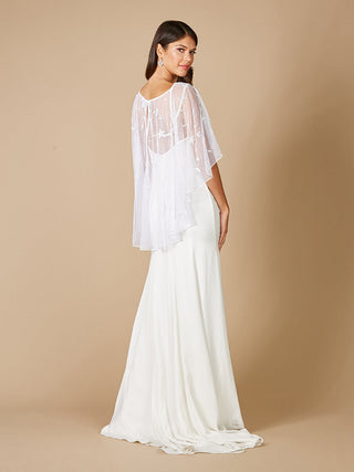 Lara Gertie Asymmetrical Tulle Beaded Capelet - Glamourous Grace