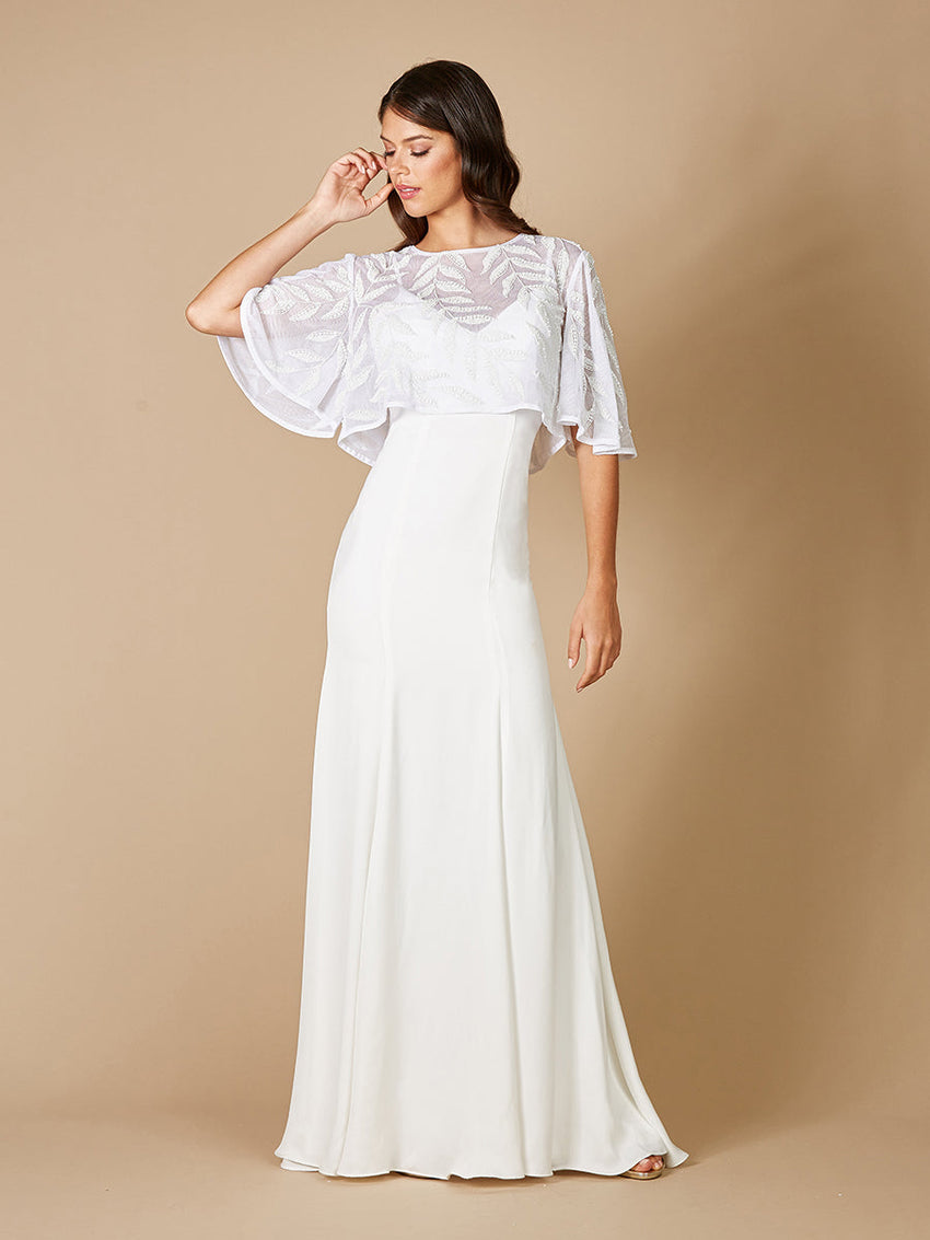 Gilly Boho Beaded Pull-On Bridal Capelet - Glamourous Grace