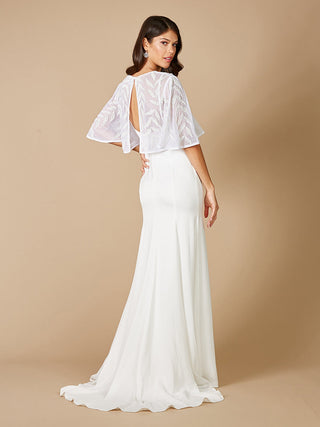 Gilly Boho Beaded Pull-On Bridal Capelet - Glamourous Grace
