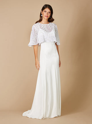 Gilly Boho Beaded Pull-On Bridal Capelet - Glamourous Grace