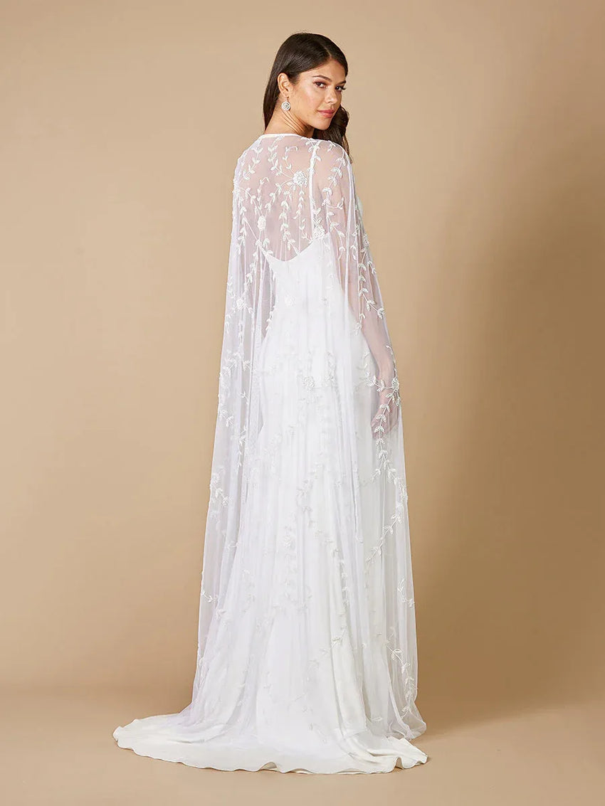 Gerrie Full-Length Beaded Bridal Cape - Glamourous Grace