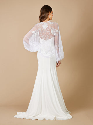 Gillian beaded bridal jacket by Lara New York featuring intricate beadwork and elegant design for wedding attire.