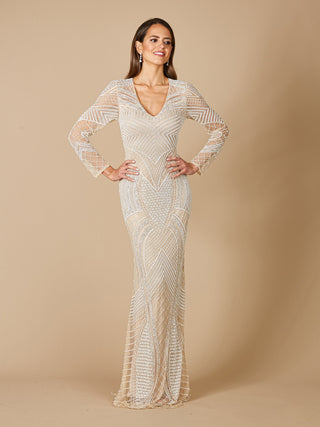 Haley Beaded Dress Nude/Ivory Bridal - Glamourous Grace