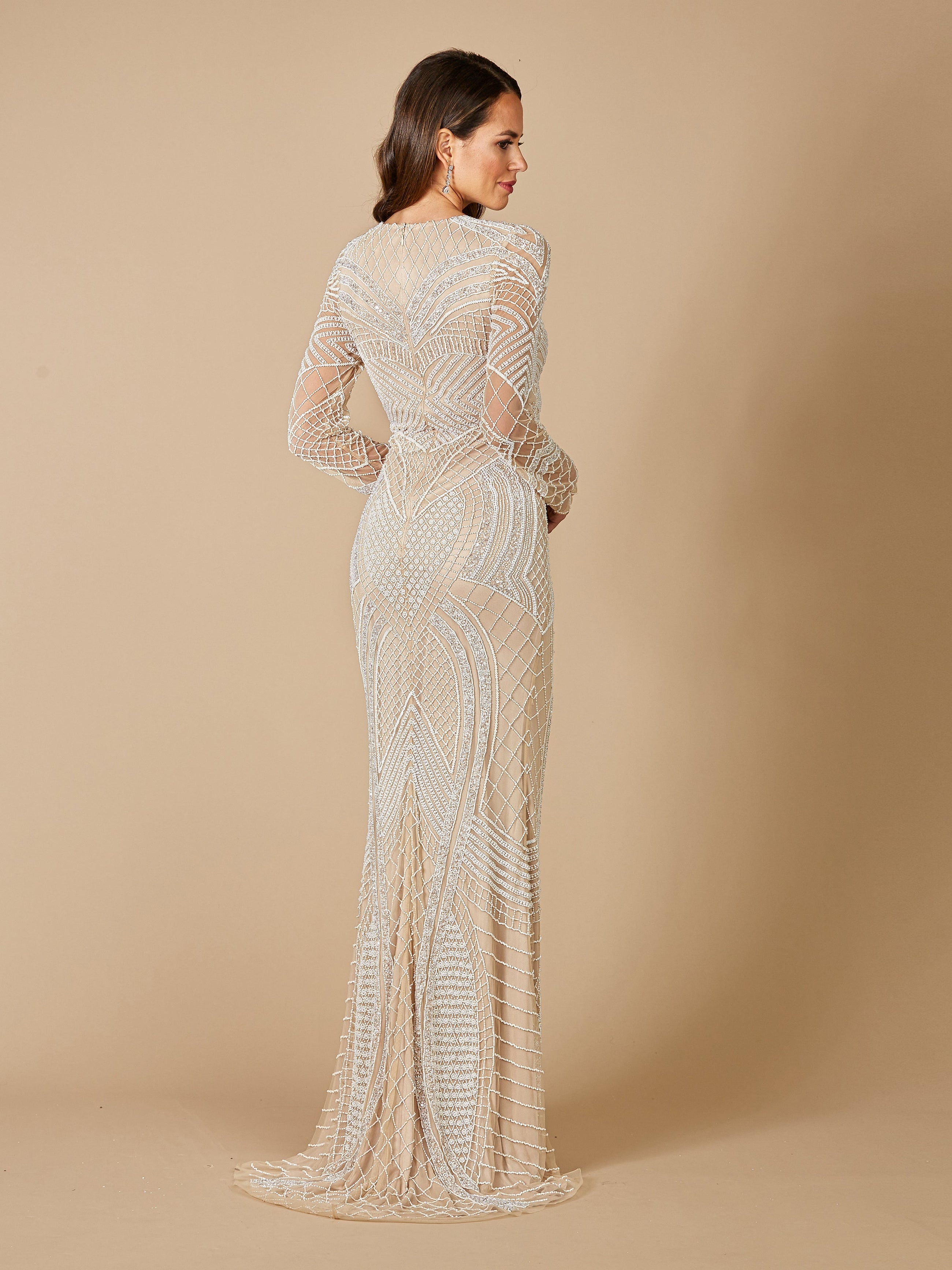 Haley Beaded Dress Nude/Ivory Bridal - Glamourous Grace