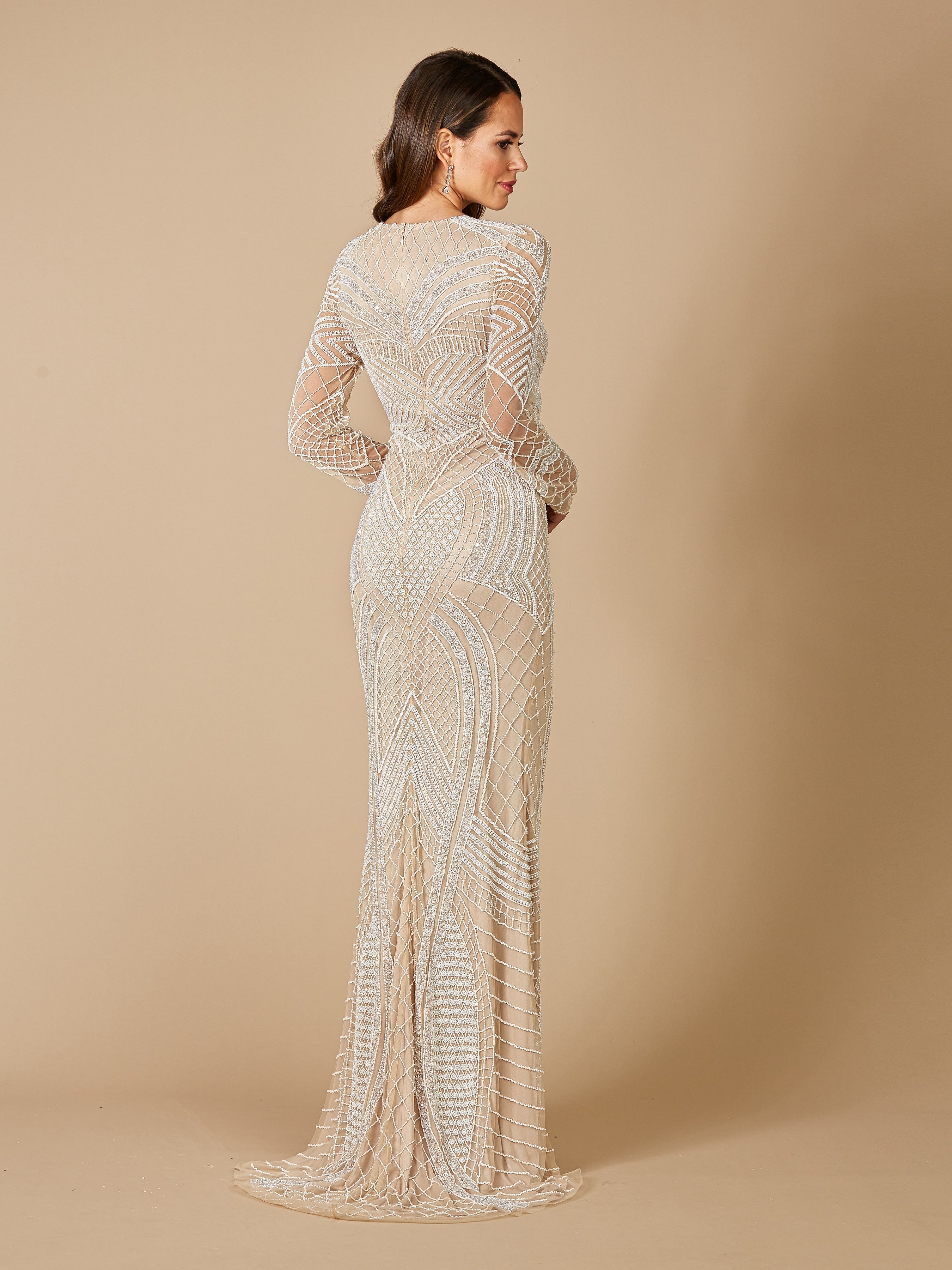 Haley Beaded Dress Nude/Ivory Bridal - Glamourous Grace