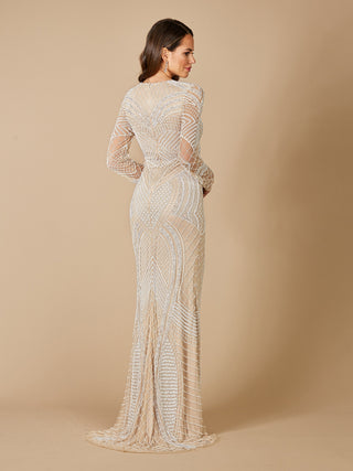Haley Beaded Dress Nude/Ivory Bridal - Glamourous Grace