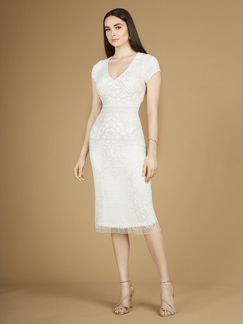Cap Sleeve Midi Bridal Gown - Glamourous Grace