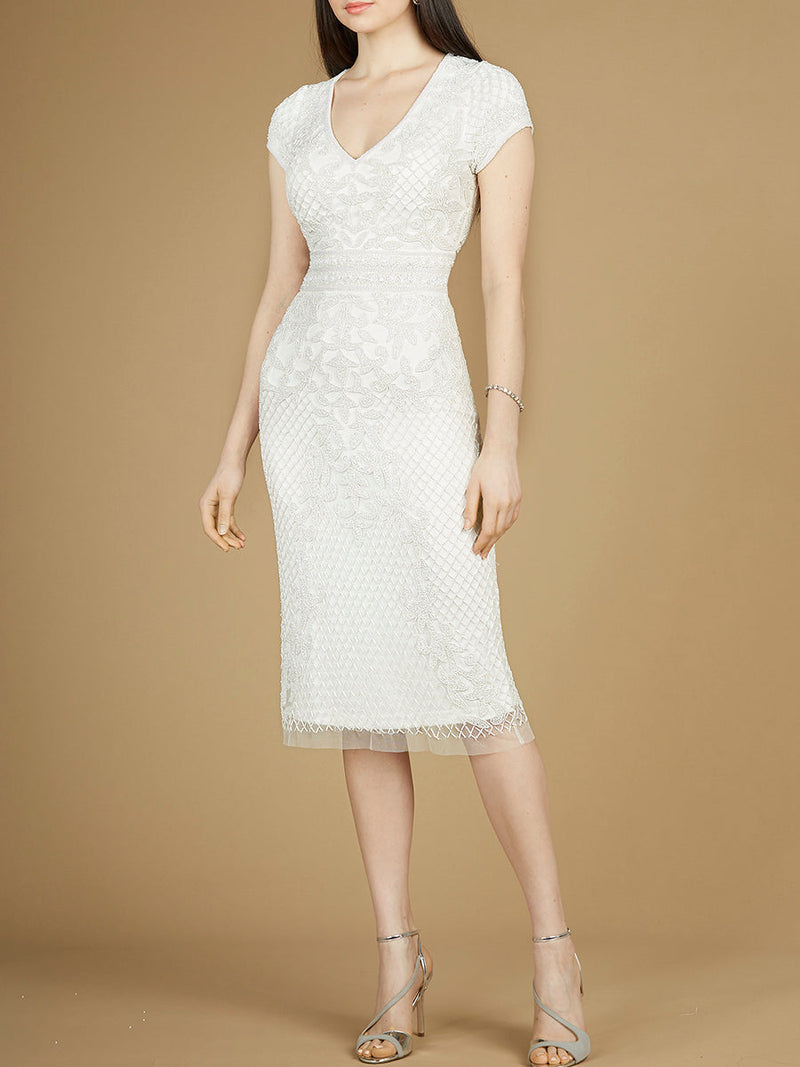 Cap Sleeve Midi Bridal Gown - Glamourous Grace