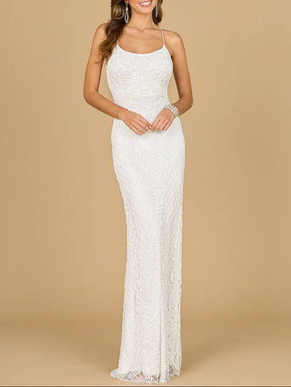 Scoop Neck, Open Back Beaded Bridal Gown - Glamourous Grace