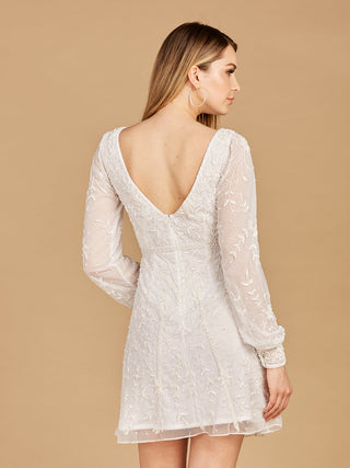 V-Neck, Long Sleeve Bridal Cocktail Dress - Glamourous Grace