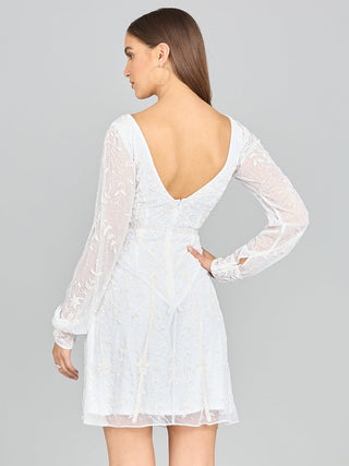 V-Neck, Long Sleeve Bridal Cocktail Dress - Glamourous Grace