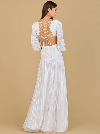 Long Sleeve Cut Out Wedding Dress - Glamourous Grace