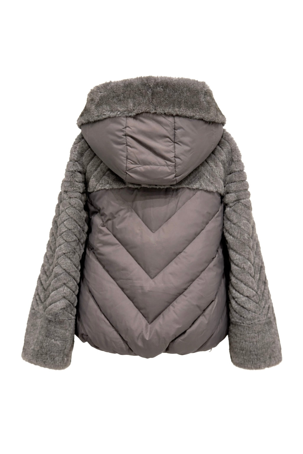 Montana Eco-Fur Down Coat in Grey