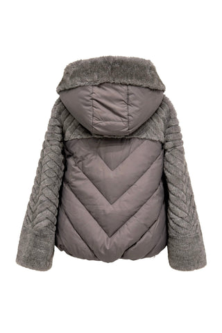 Montana Eco-Fur Down Coat in Grey