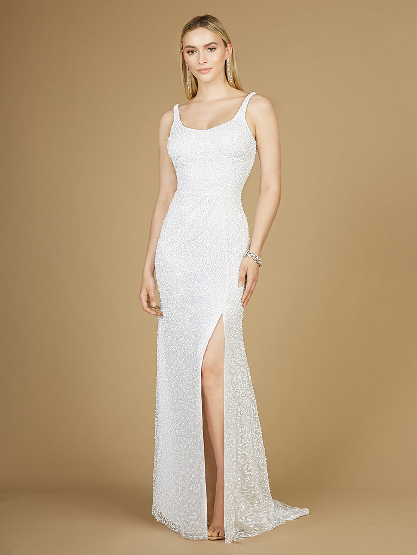 Bridal Beaded Gown with Slit - Glamourous Grace