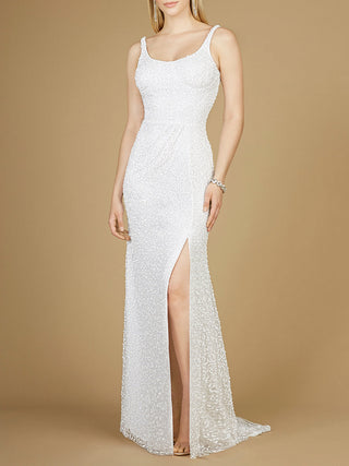 Bridal Beaded Gown with Slit - Glamourous Grace
