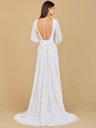 Long Sleeve, Beaded A-Line Bridal Dress - Glamourous Grace