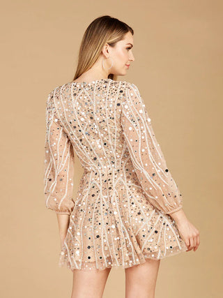 Beaded Long Sleeve Bridal Cocktail Short- OUTLET - Glamourous Grace