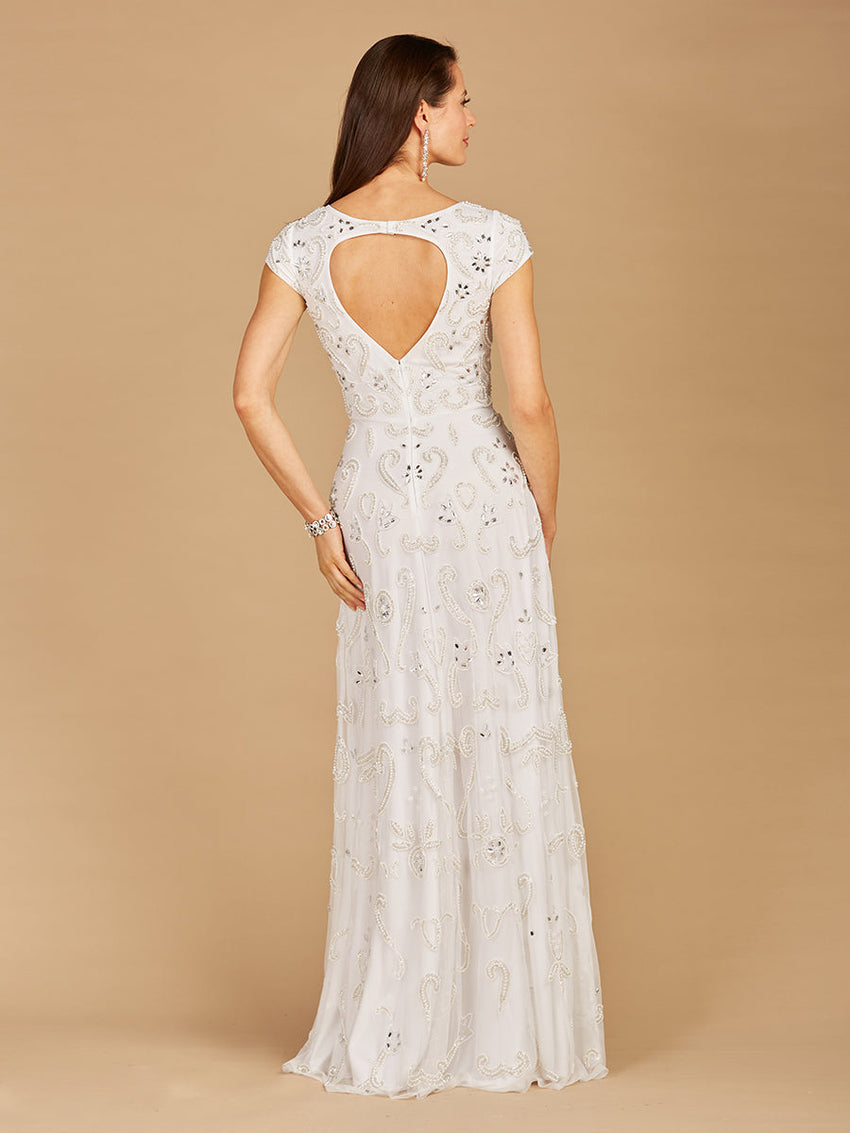Cap Sleeve Beaded Bridal Gown - Glamourous Grace