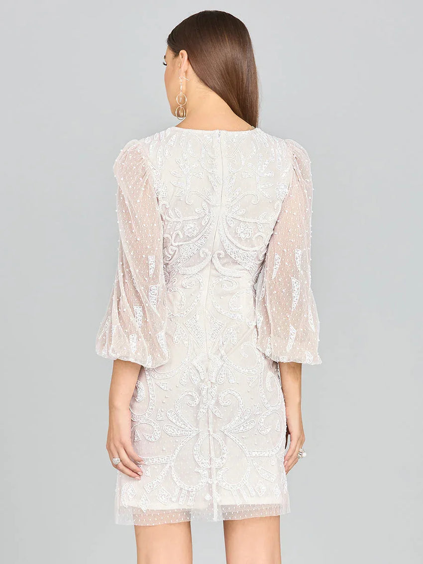 V-Neck, Balloon Sleeve Bridal Mini - Glamourous Grace