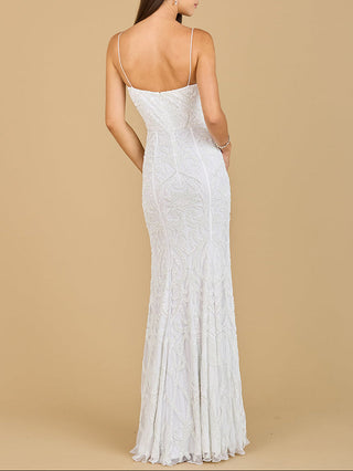 Beaded Spaghetti Strap Mermaid Gown - Glamourous Grace