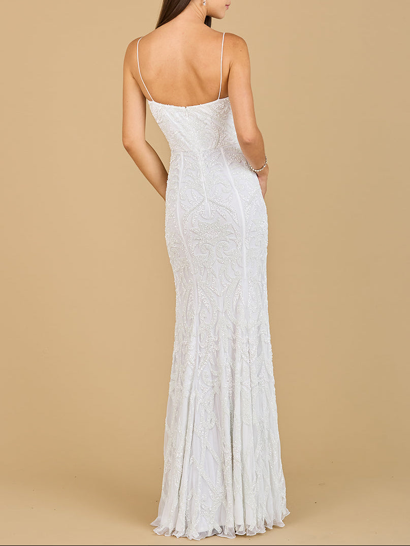 Beaded Spaghetti Strap Mermaid Gown - Glamourous Grace