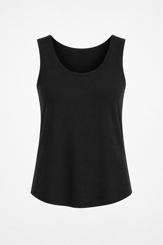 Cotton Lycra Shirttail Tank - Black - Glamourous Grace
