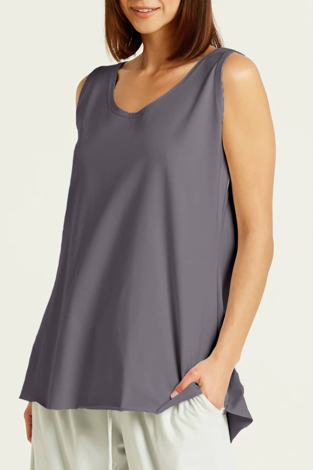 Cotton Lycra Shirttail Tank - Lava - Glamourous Grace