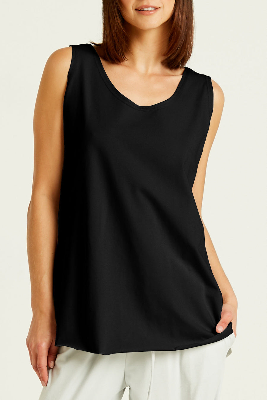 Cotton Lycra Shirttail Tank - Black - Glamourous Grace