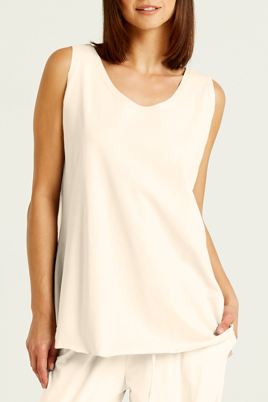 Cotton Lycra Shirttail Tank - Butter - Glamourous Grace