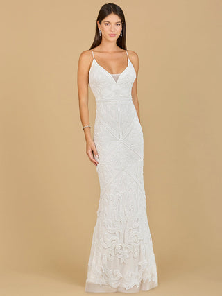Beaded Spaghetti Strap Fitted Gown - Glamourous Grace