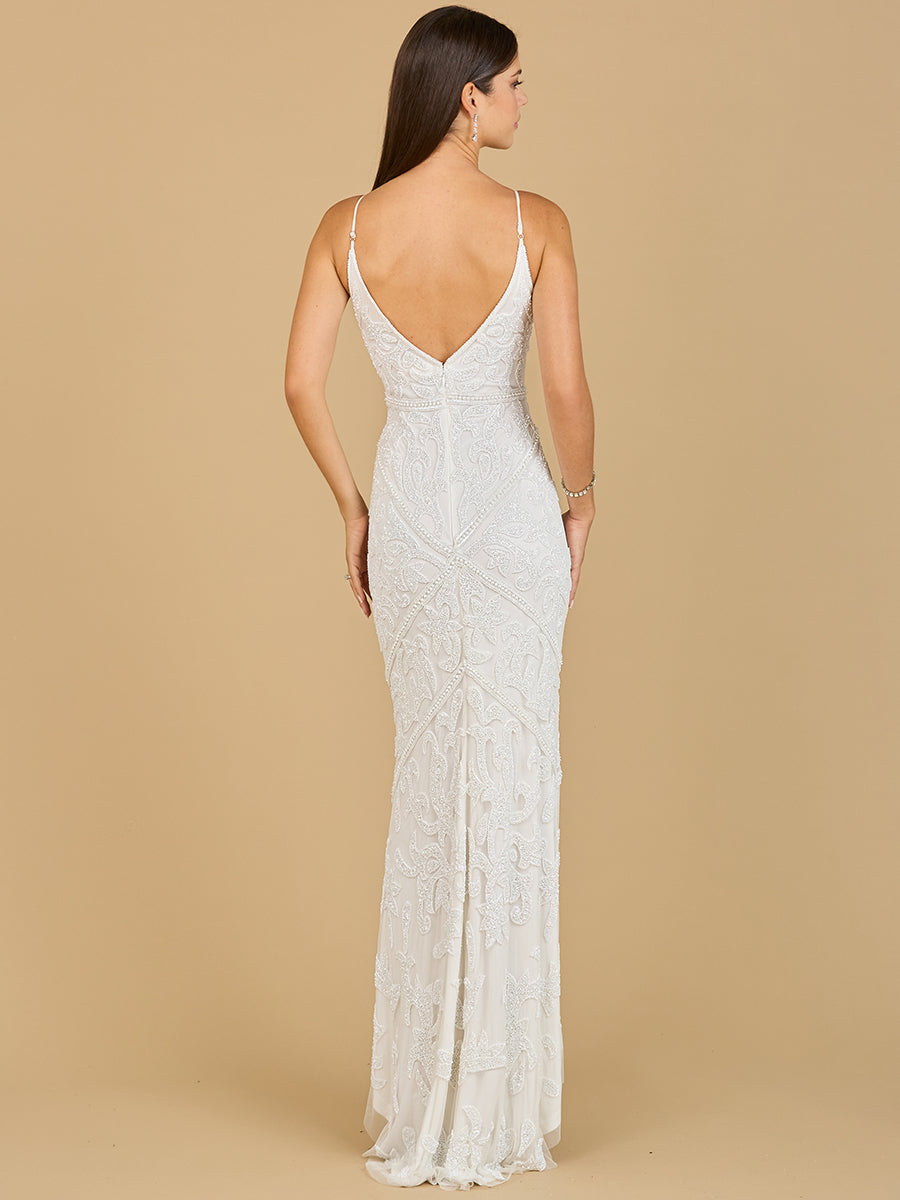 Beaded Spaghetti Strap Fitted Gown - Glamourous Grace