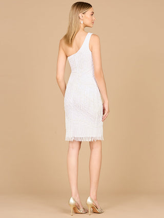 One Shoulder Fringe Short Bridal Dress - Glamourous Grace