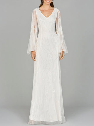 Cape Sleeve Beaded Bridal Gown - Glamourous Grace