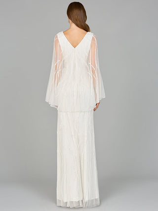 Cape Sleeve Beaded Bridal Gown - Glamourous Grace
