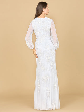 Long Sleeve Beaded Bridal Gown - Glamourous Grace
