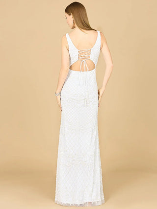 Beaded Bridal Gown with Lace Up Back - Glamourous Grace