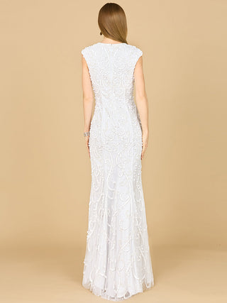 Beaded Cap Sleeve Wedding Dress - Glamourous Grace