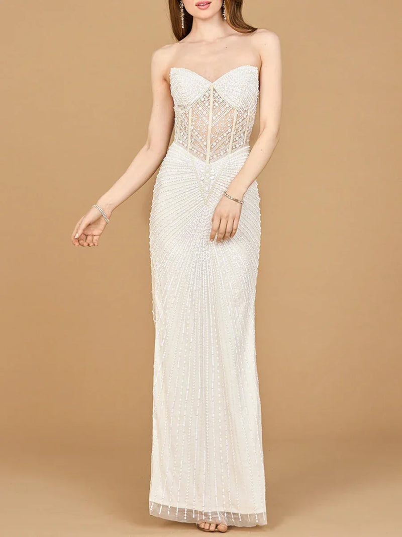 Embellished Strapless Gown with Slit | 51189 - Glamourous Grace