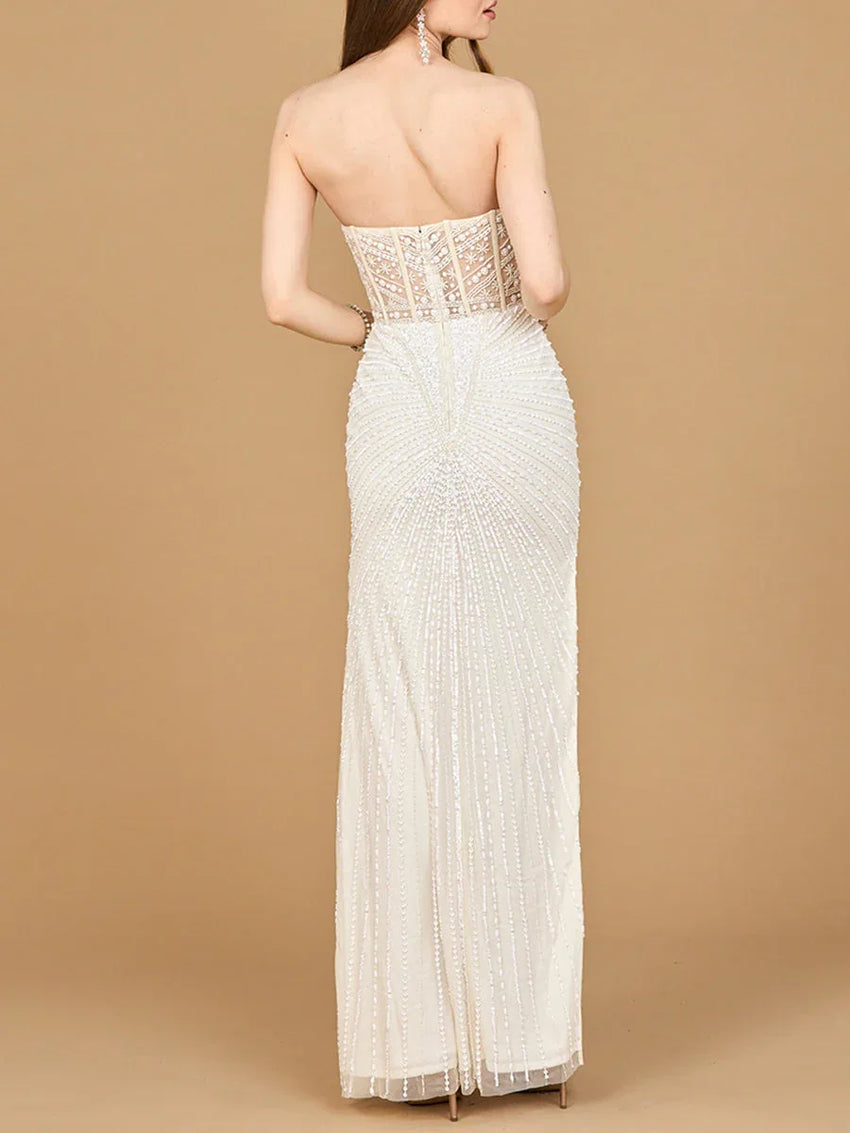 Lara 51189 - Embellished Strapless Gown with Slit - Glamourous Grace