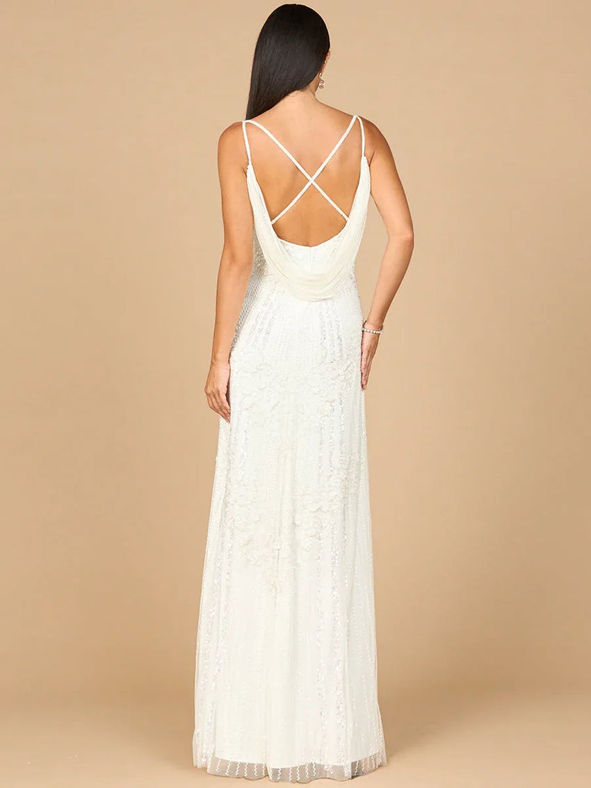 Beaded Gown with Cowl Back - Glamourous Grace