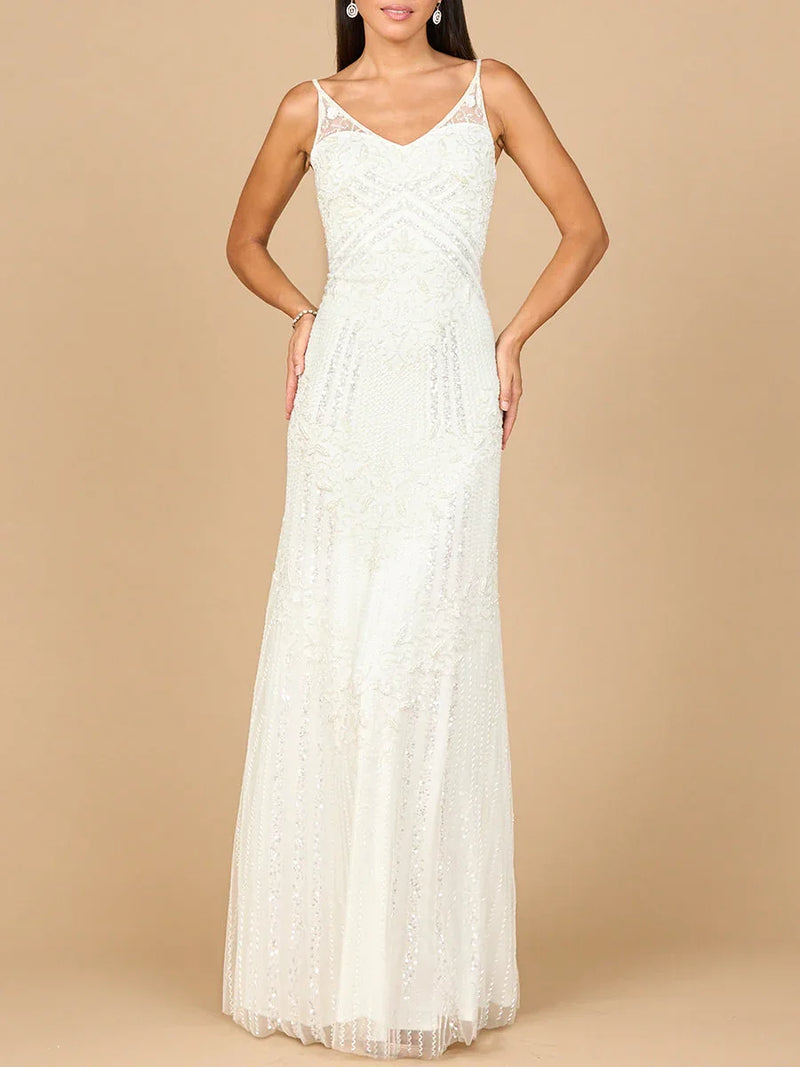 Beaded Gown with Cowl Back - Glamourous Grace