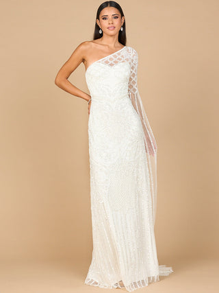 One Sleeve Beaded Bridal Gown - Glamourous Grace