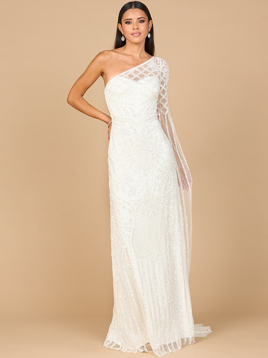 One Sleeve Beaded Bridal Gown - Glamourous Grace