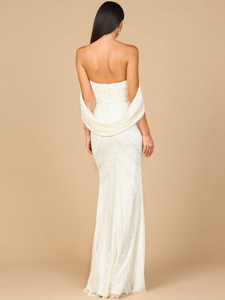 Beaded Gown with Cape Detail - Glamourous Grace